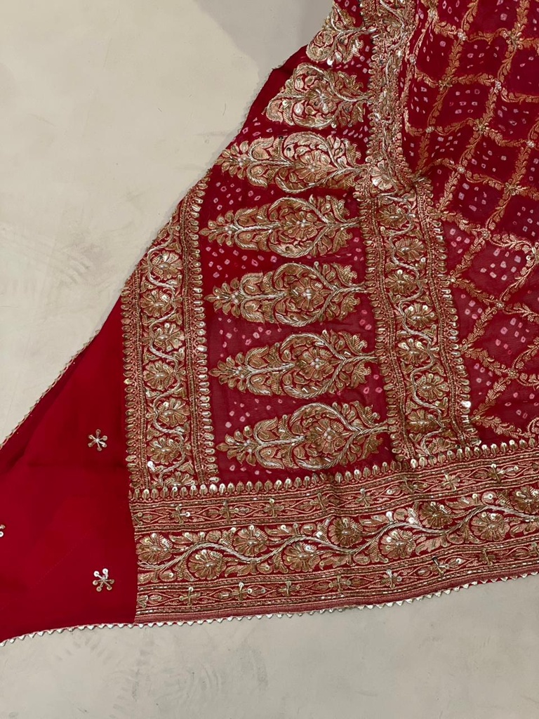 Khaddi Georgette Bandhani Dupatta 4781 Red