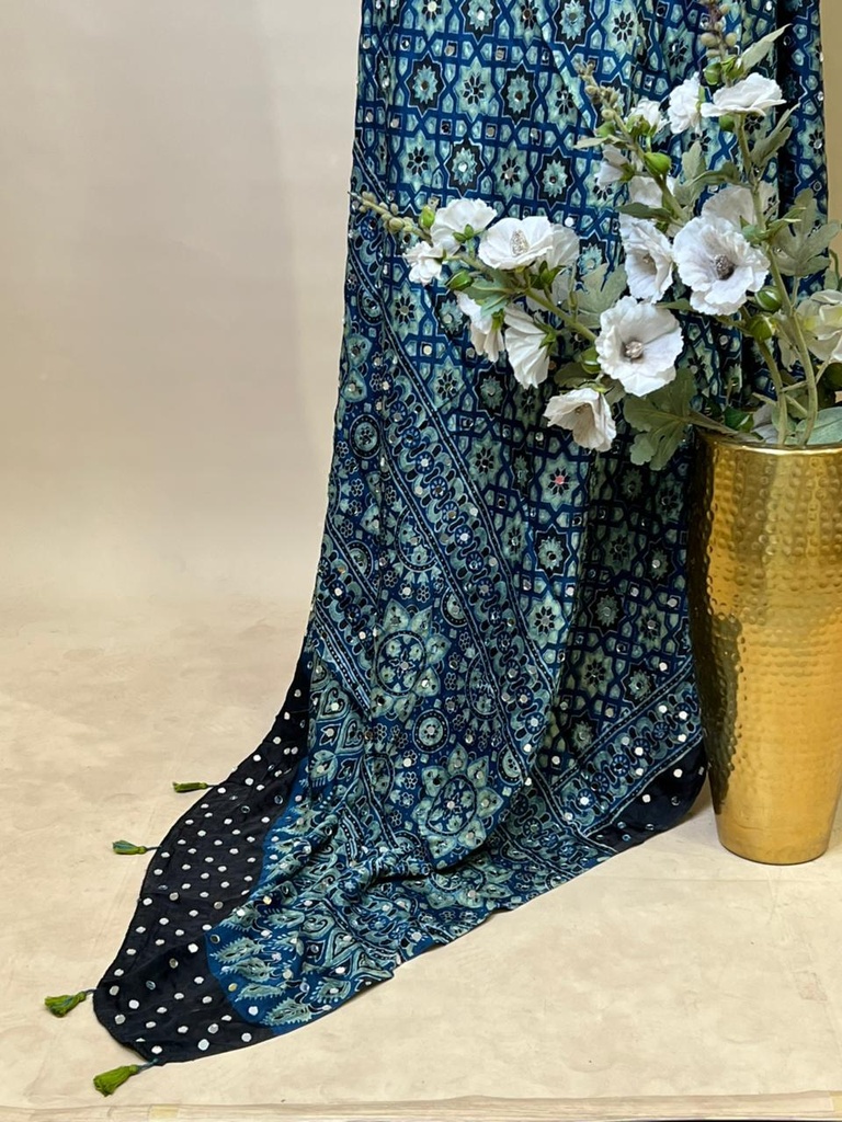 Ajrakh Mirrror Dupatta  5035