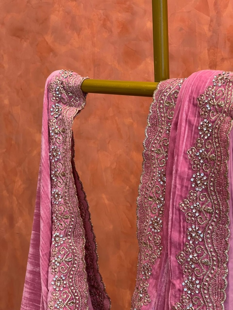 Premium Velvet Dupatta 4781 Pink