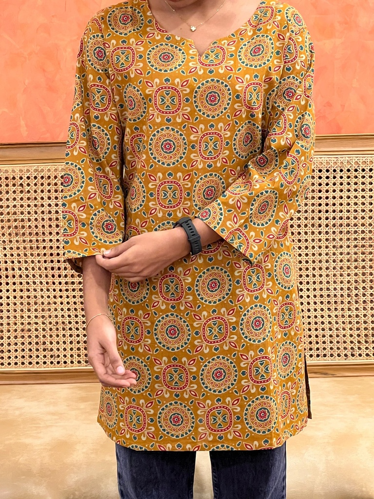 Short Cotton Kurtis 5056 Mustard Yellow