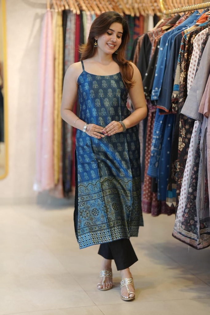 Ajrakh Mashru Silk Kurtis 5016