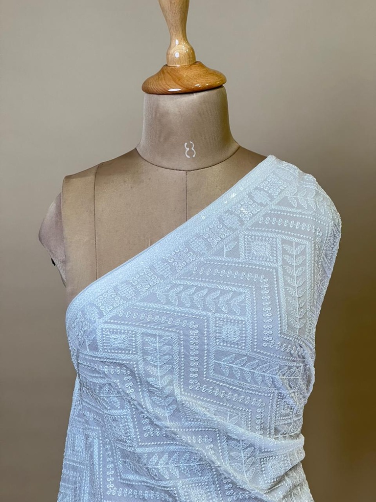 Premium Chinon Dupatta 4781 White