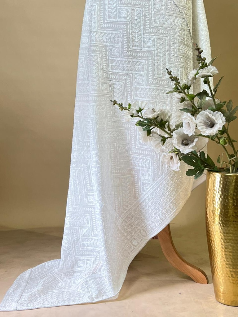 Premium Chinon Dupatta 4781 White