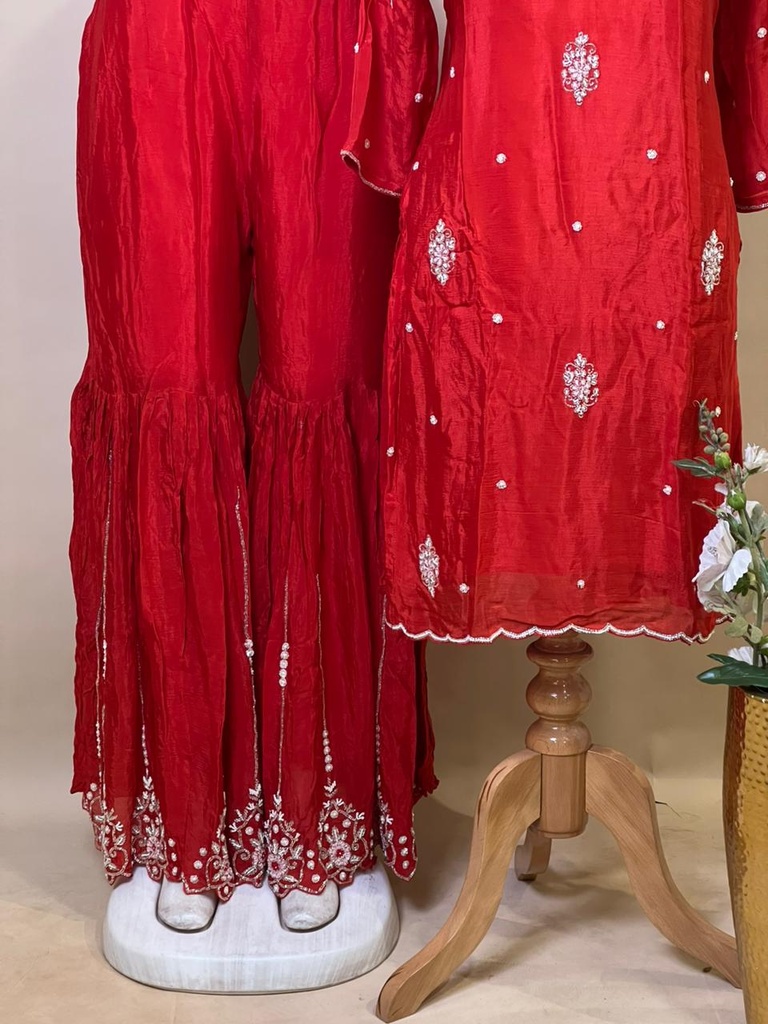 Crepe Silk Kurti Sets 5057 Orange