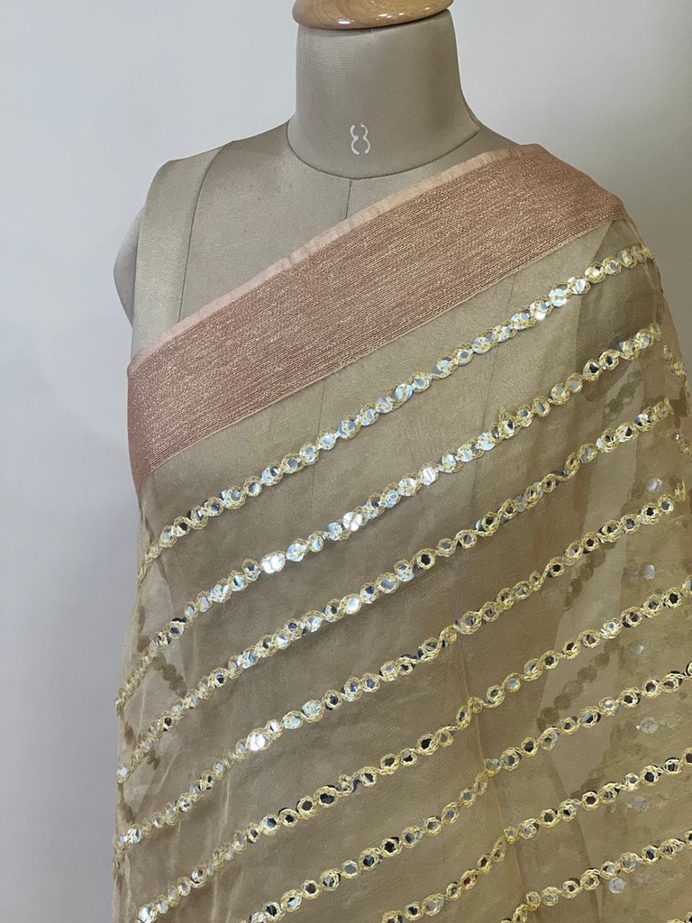 Organza Mirror Stoles 4780 Cream