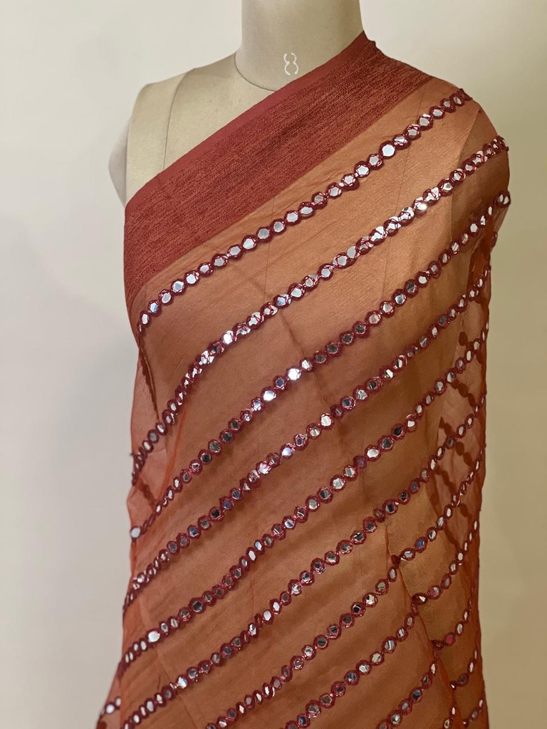 Organza Mirror Stoles 4780 Orange