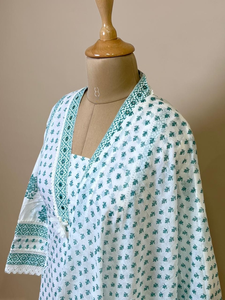 Premium Cotton Kurti Set 5609 Green