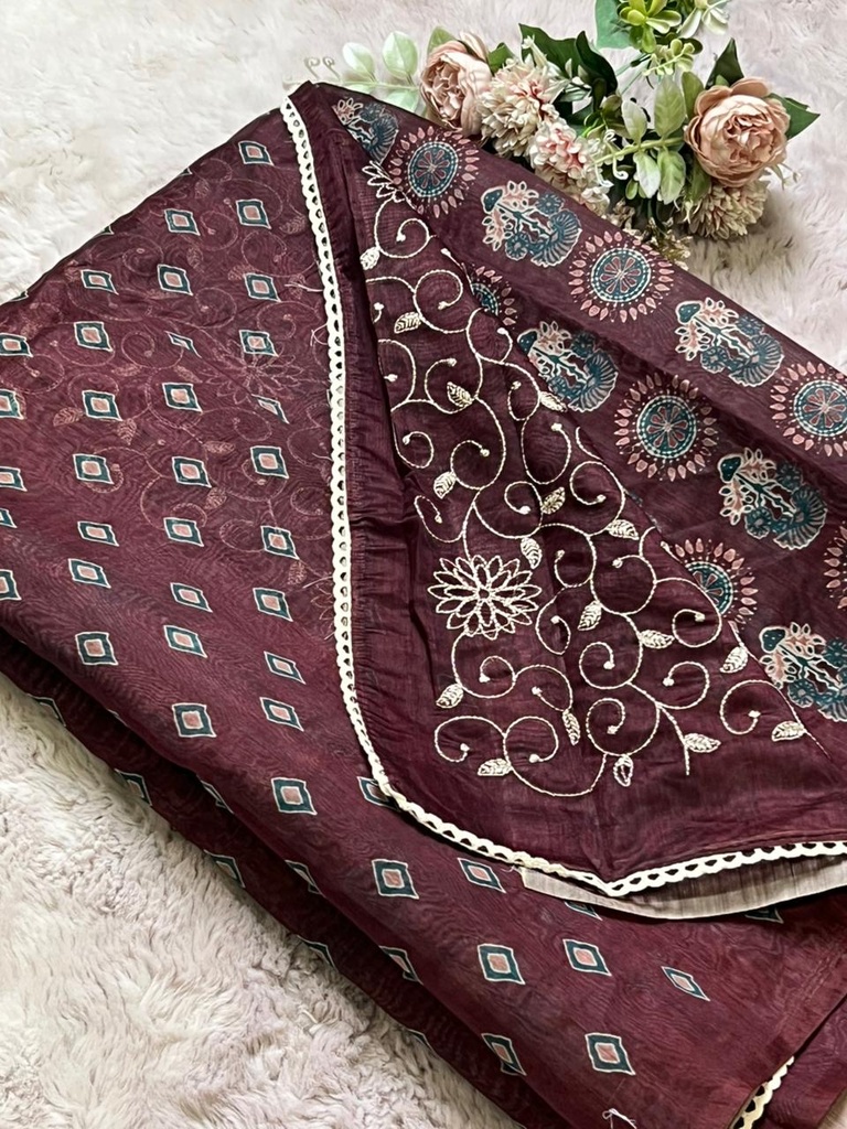 Voile Cotton Sarees 5018 Maroon