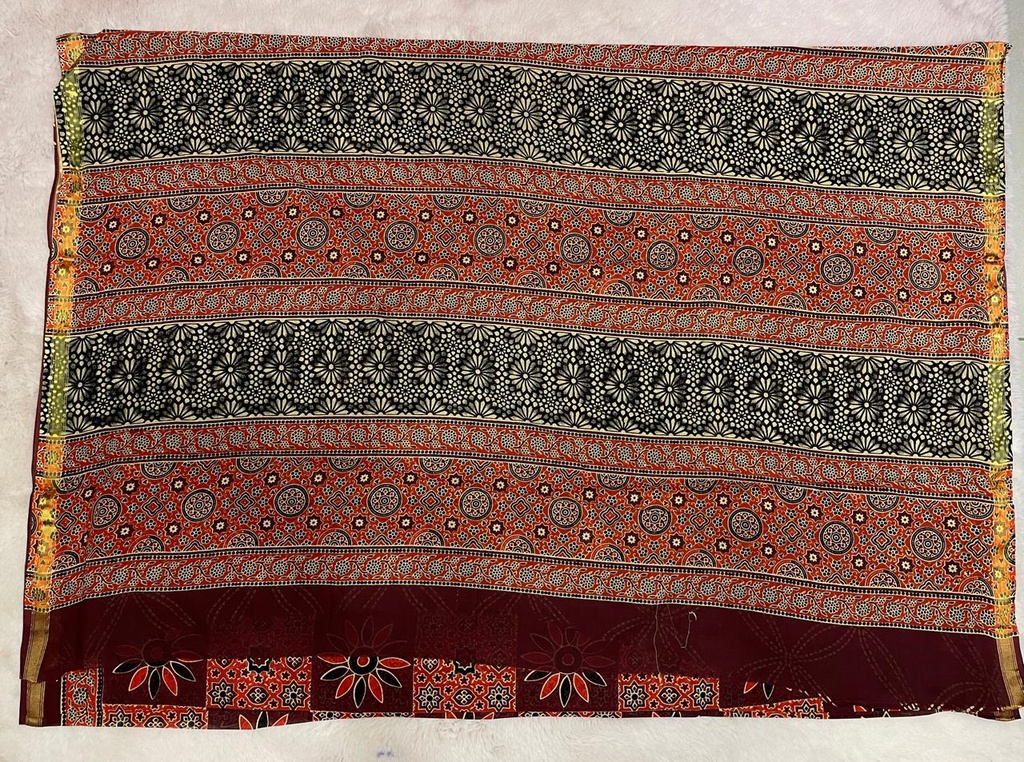 Ajrakh Cotton Sarees 5026