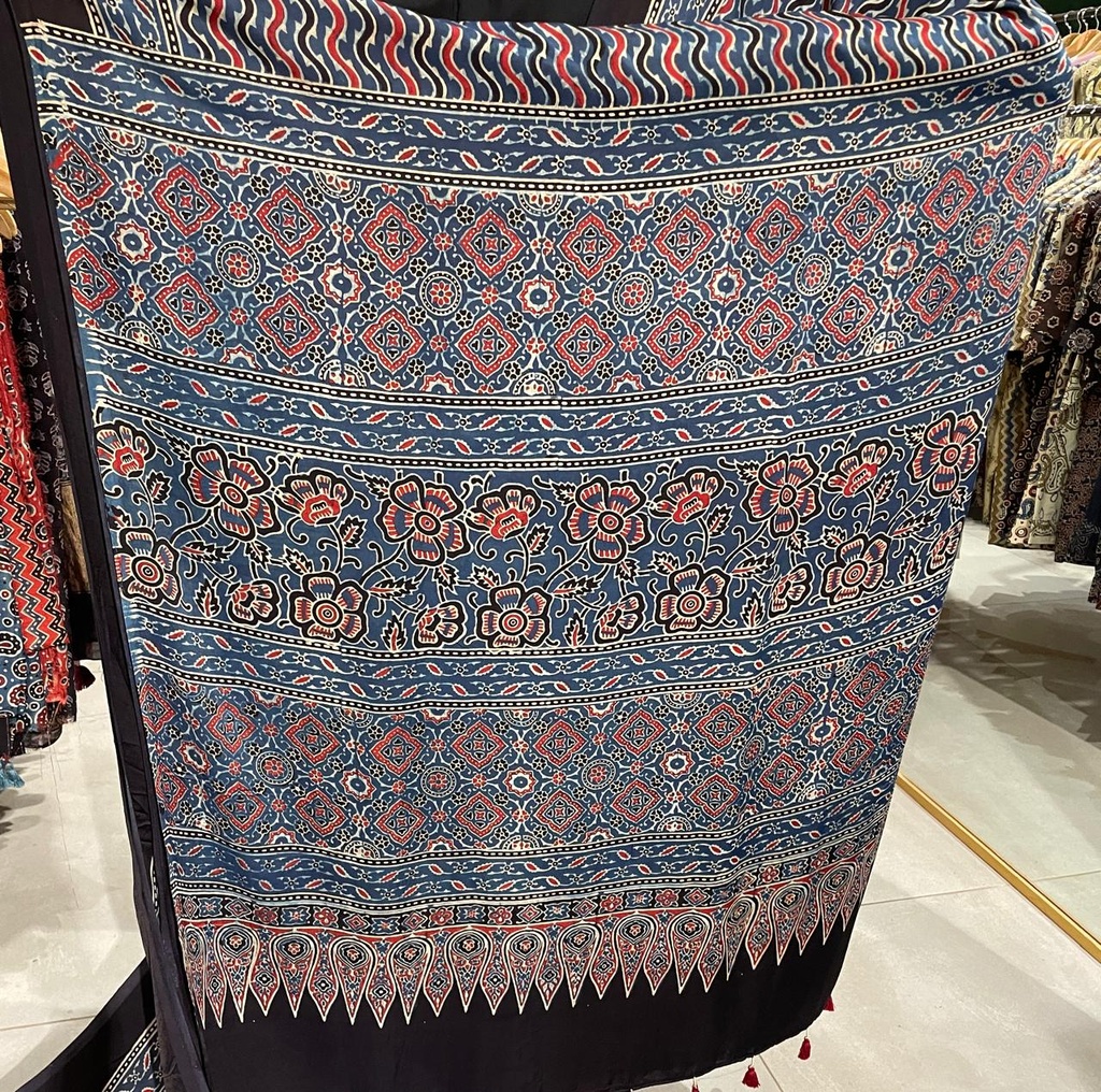 Ajrakh Modal Silk Saree 4243