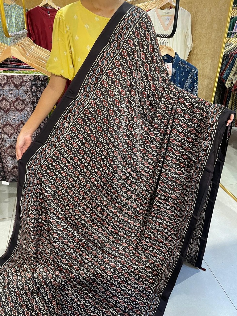 Ajrakh Modal Silk Saree 4243