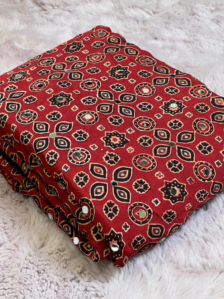Ajrakh Silk Mirror Sarees 5036 RED Z3