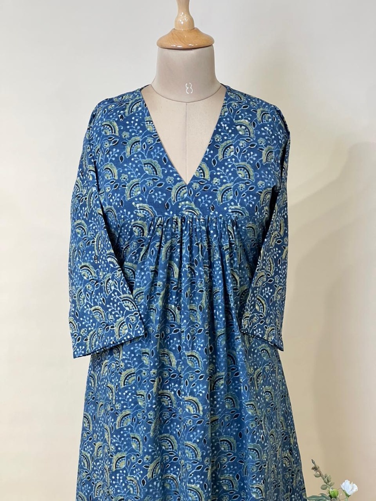 Ajrakh Cotton Aline Kurti 5028