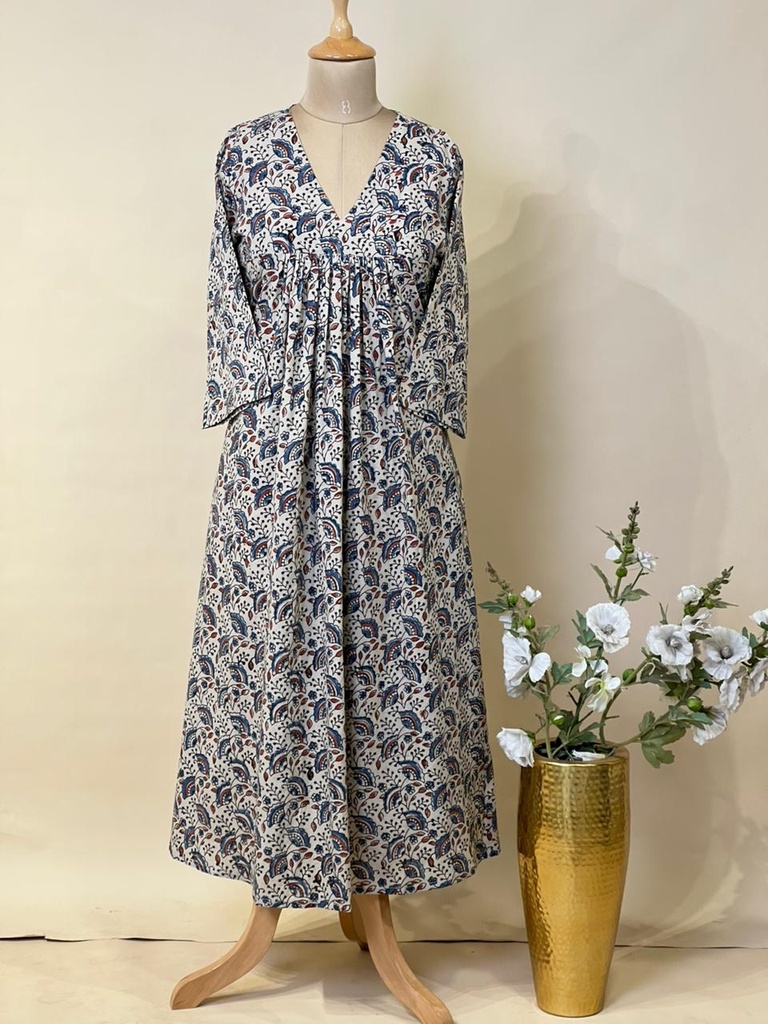Ajrakh Cotton Aline Kurti 5028
