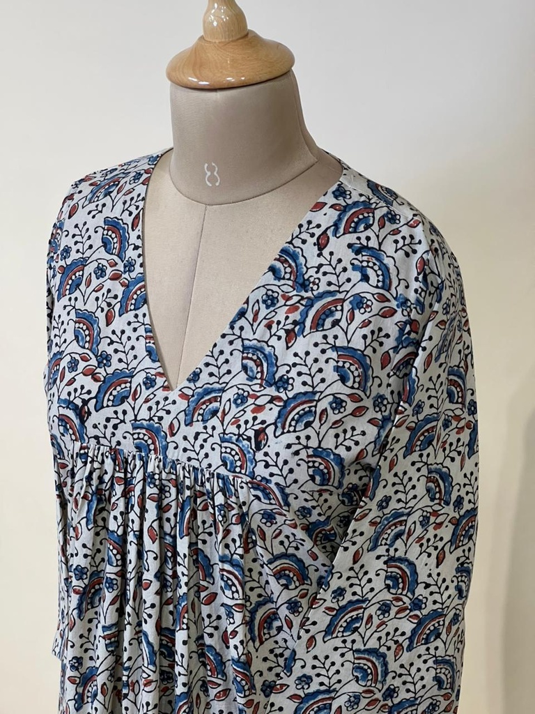 Ajrakh Cotton Aline Kurti 5028
