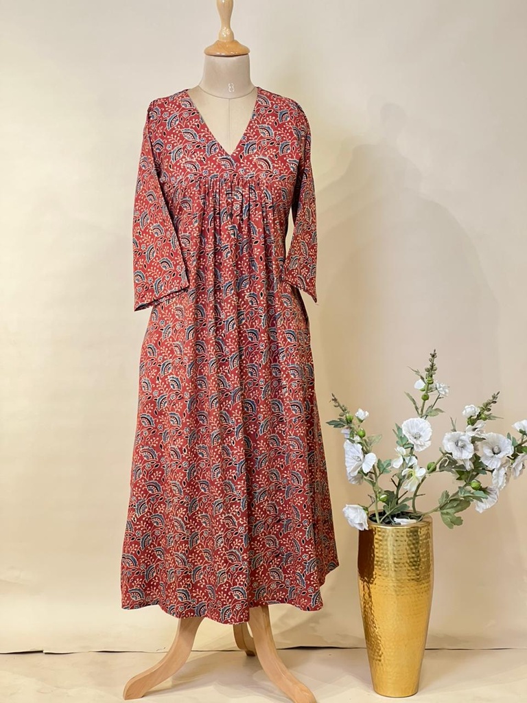 Ajrakh Cotton Aline Kurti 5028