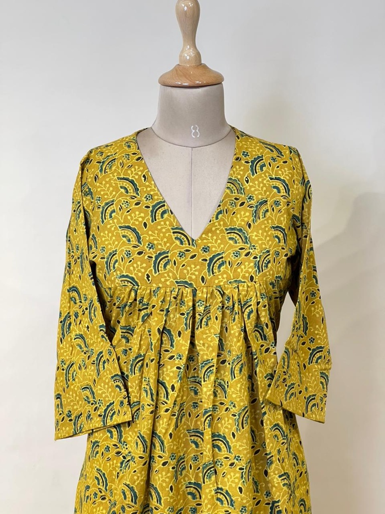 Ajrakh Cotton Aline Kurti 5028