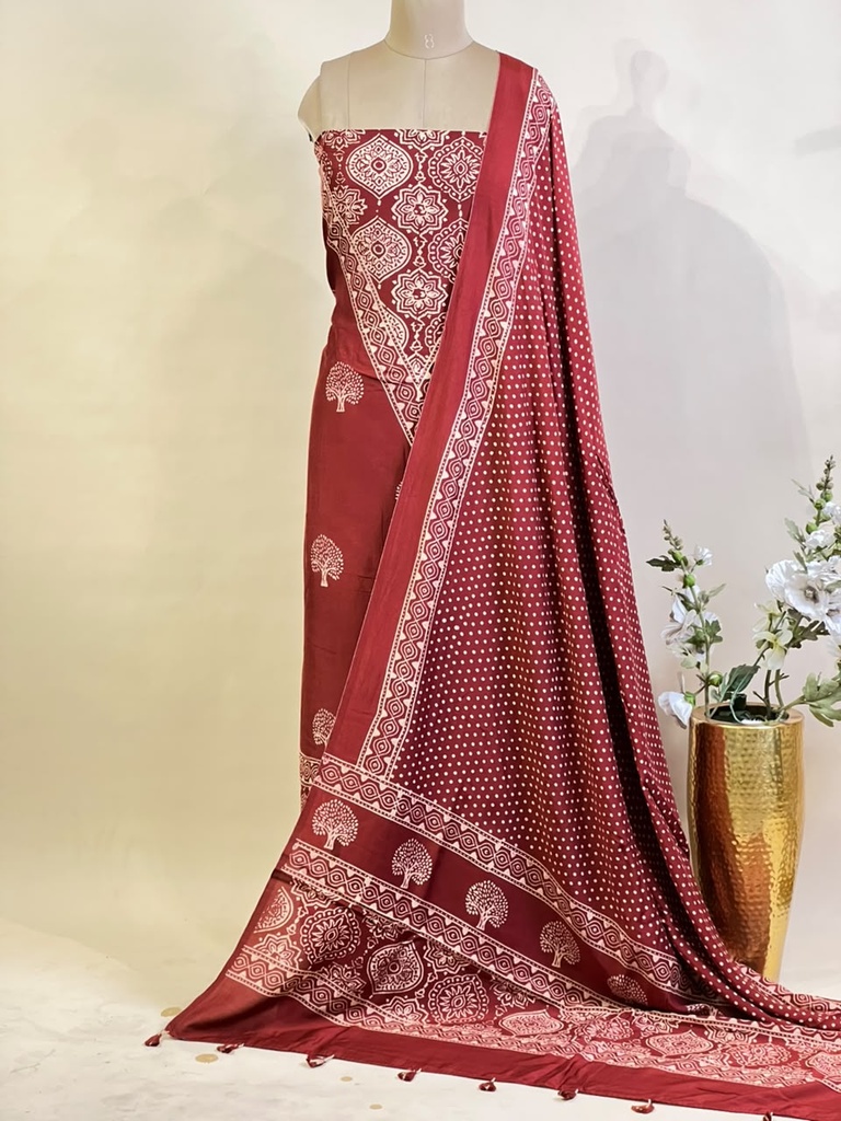 Ajrakh Muslin Suit 5025 MAROON