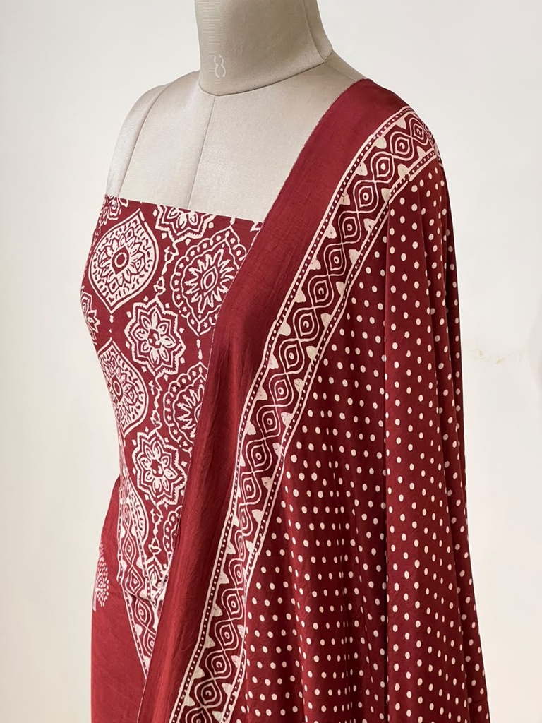 Ajrakh Muslin Suit 5025 MAROON