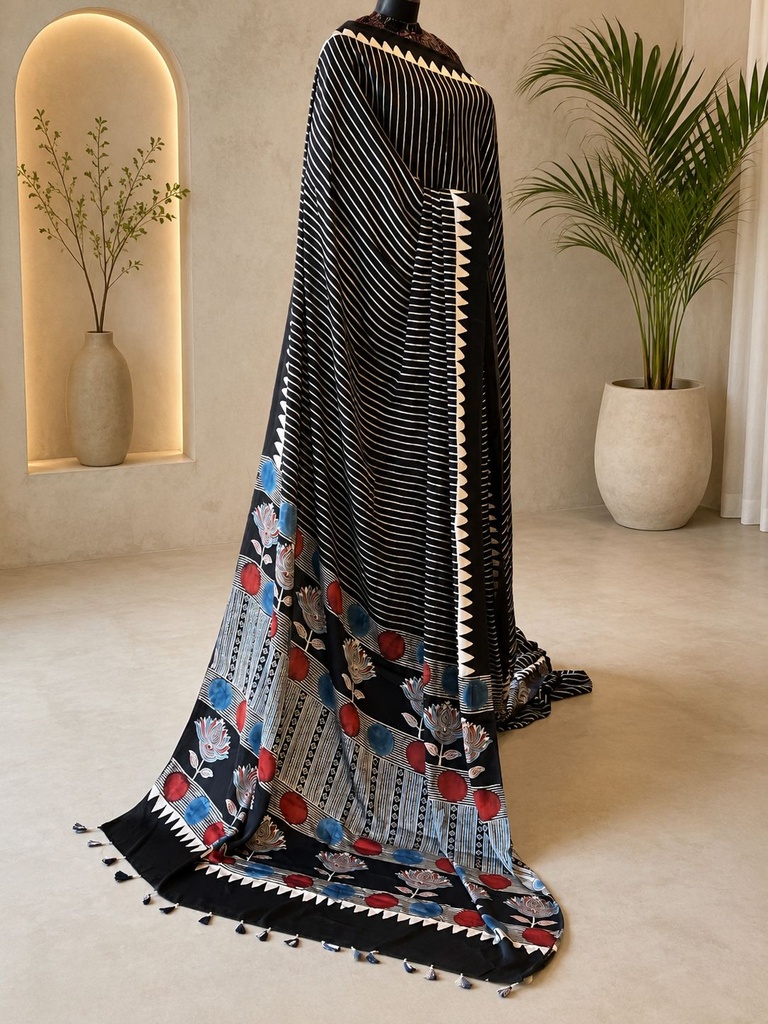Ajrakh Modal Silk Sarees 4243 S6