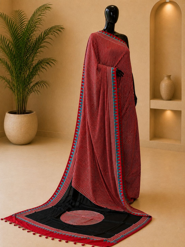 Ajrakh Modal Silk Sarees 4243 S4