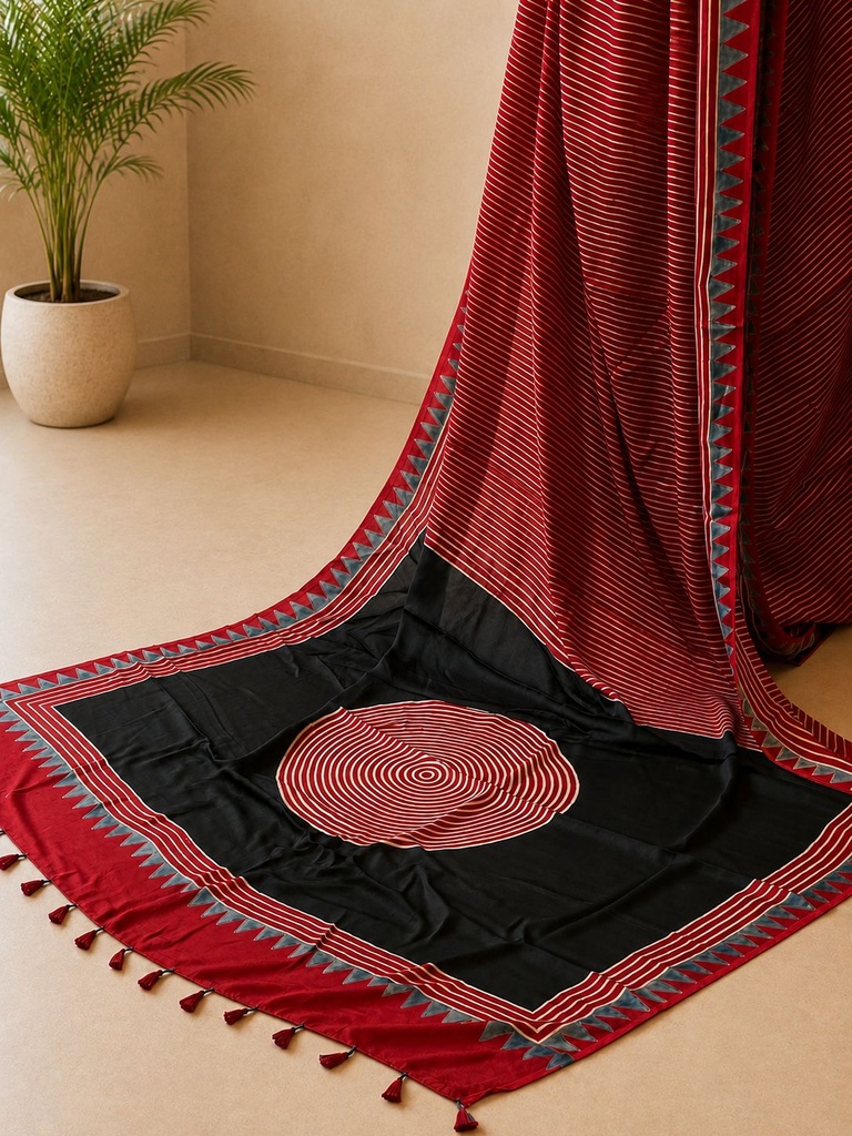 Ajrakh Modal Silk Sarees 4243 S4
