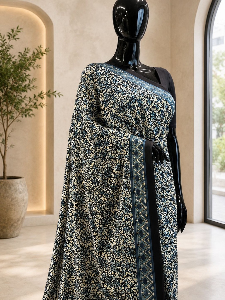 Premium Ajrakh Modal Silk Sarees 4244