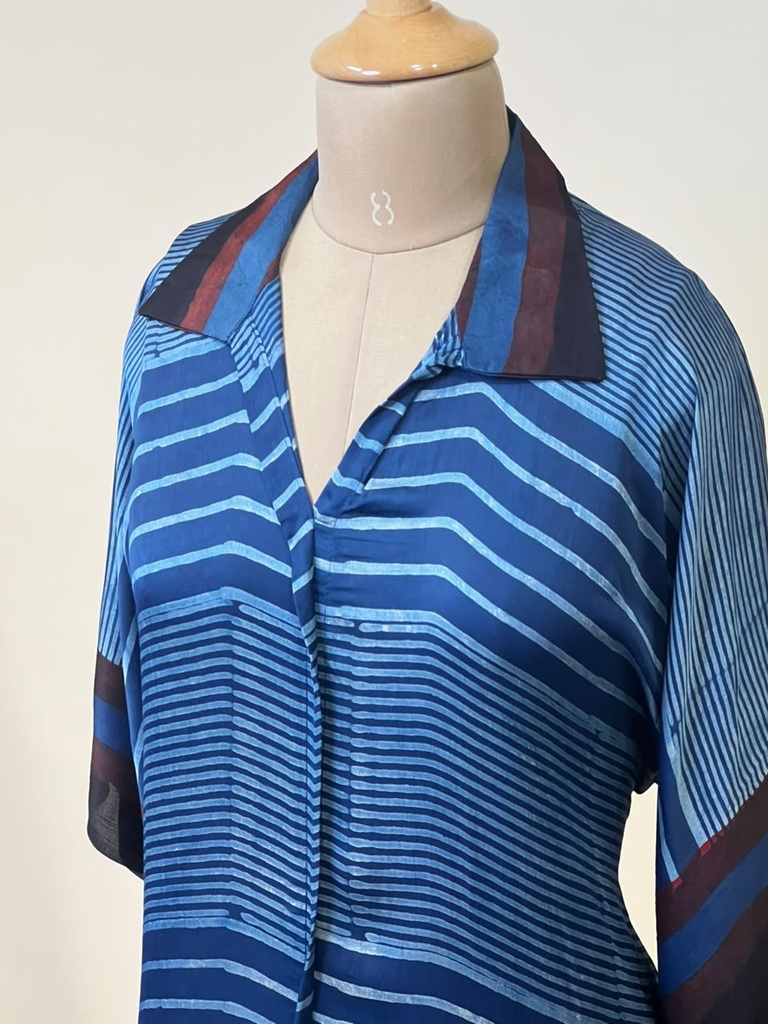 Ajrakh Modal Kaftan Style Dress 4803 BLUE 2