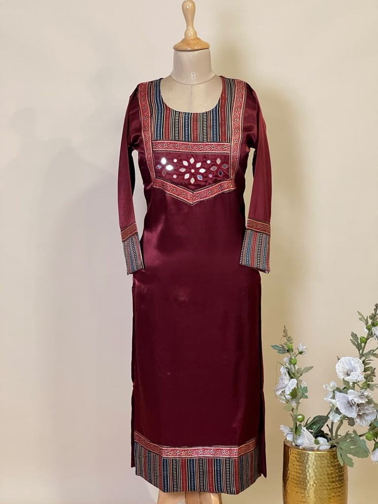 Ajrakh Mashru Silk Kurti 5053