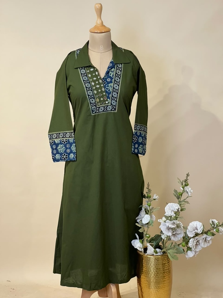 Premium Cotton Kurti 5029 GREEN