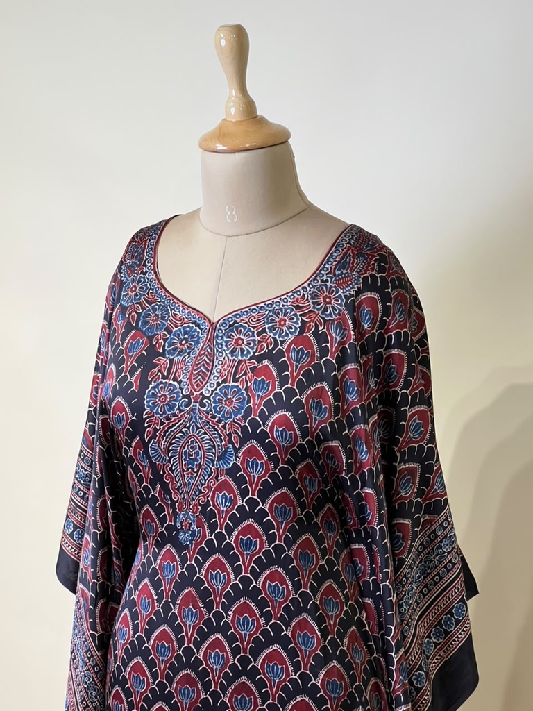 Premium Ajrakh Silk Kaftans 4801 BLACK 1