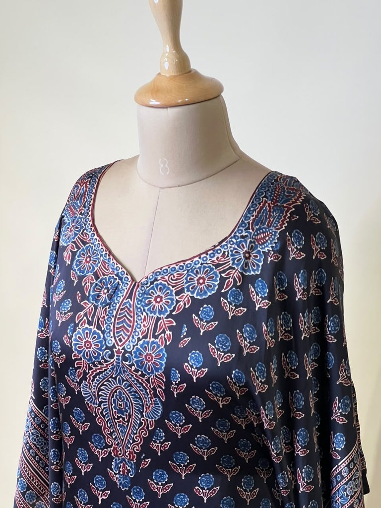 Premium Ajrakh Silk Kaftans 4801 BLACK 5