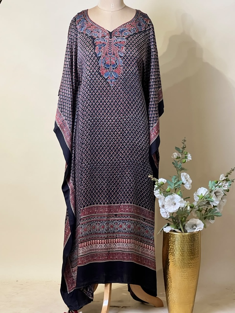 Premium Ajrakh Silk Kaftans 4801 BLACK 7