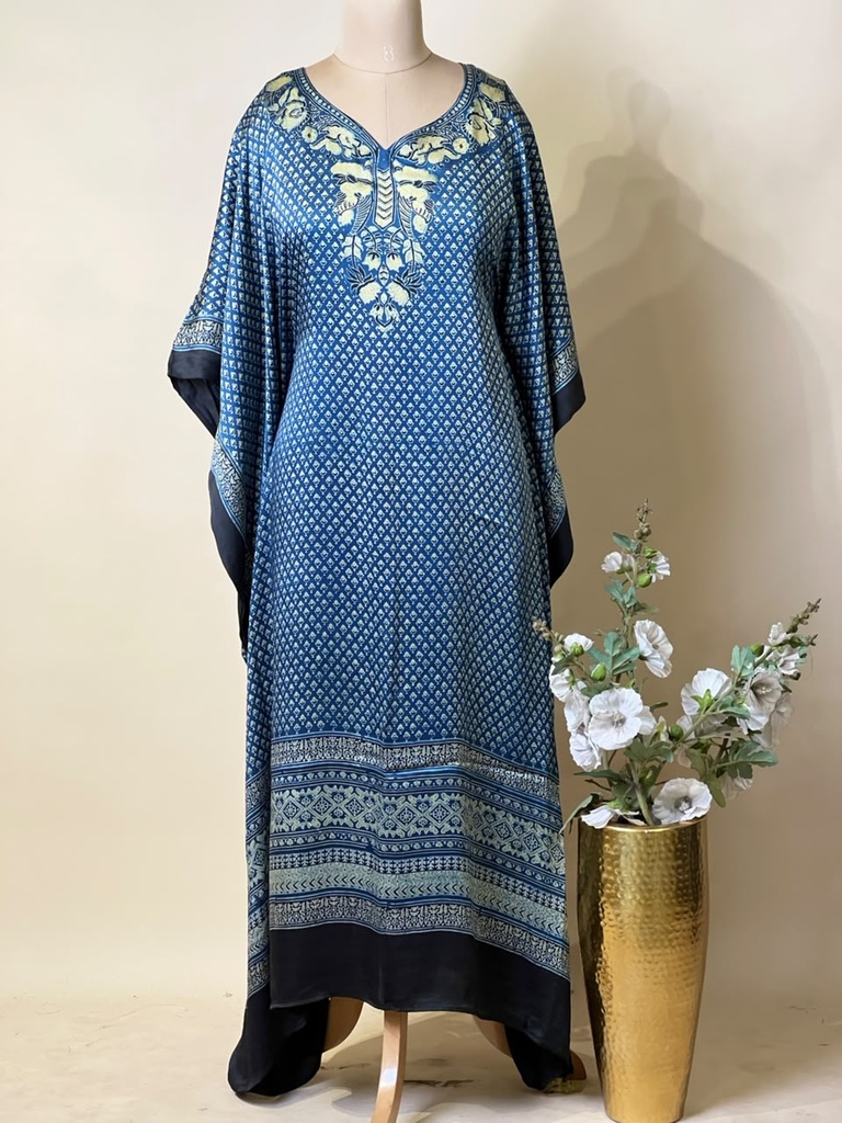Premium Ajrakh Silk Kaftans 4801 BLUE 3