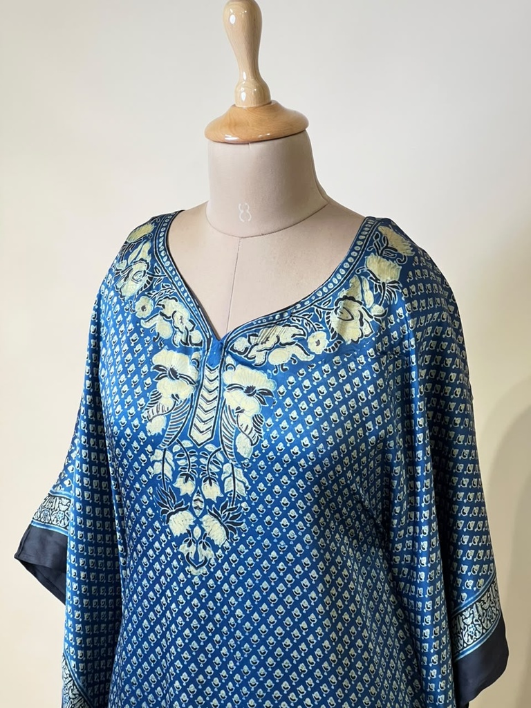 Premium Ajrakh Silk Kaftans 4801 BLUE 3