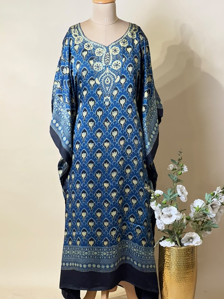 Premium Ajrakh Silk Kaftans 4801 BLUE 5