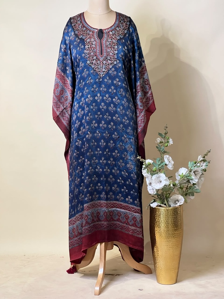 Premium Ajrakh Silk Kaftans 4801 BLUE 8