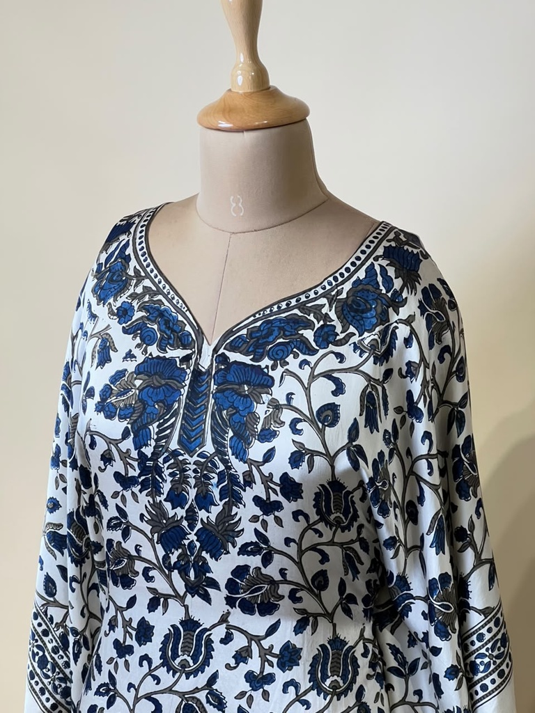 Premium Ajrakh Silk Kaftans 4801 IVORY
