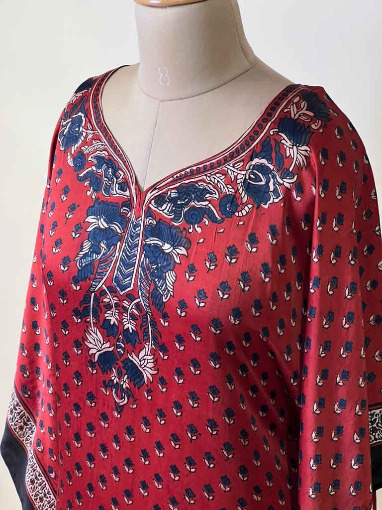 Premium Ajrakh Silk Kaftans 4801 RED 1