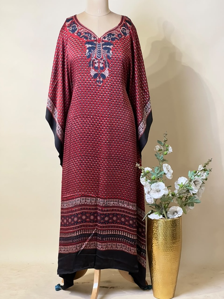 Premium Ajrakh Silk Kaftans 4801 RED 2