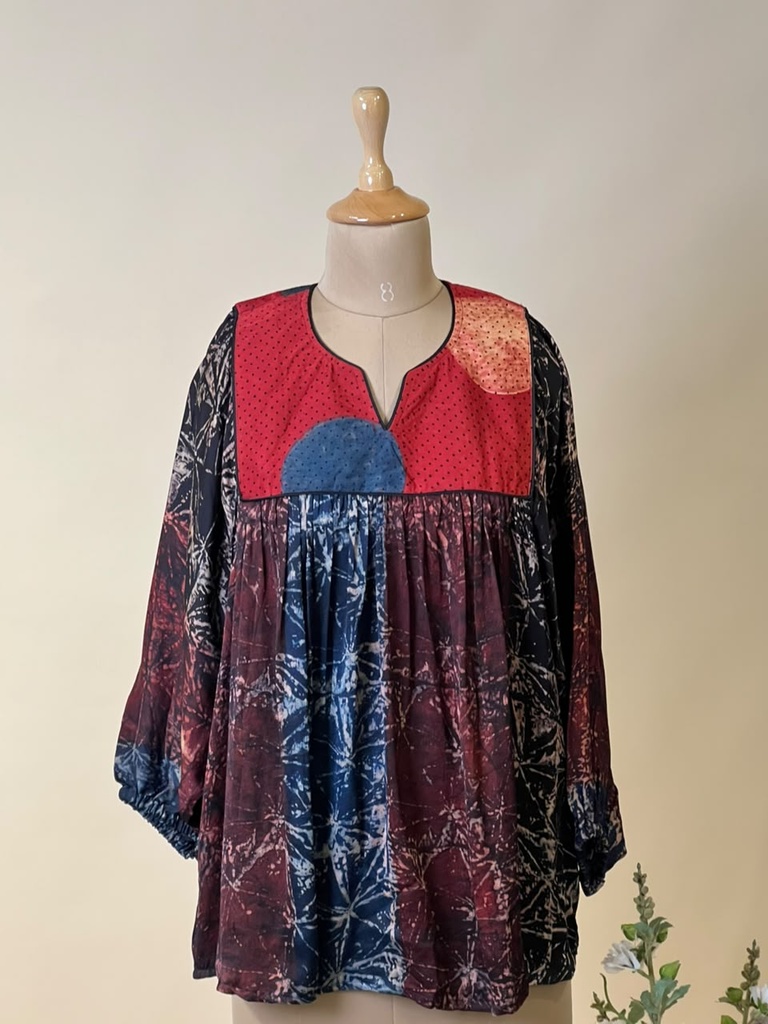 Ajrakh Modal Silk Peplum top 5058