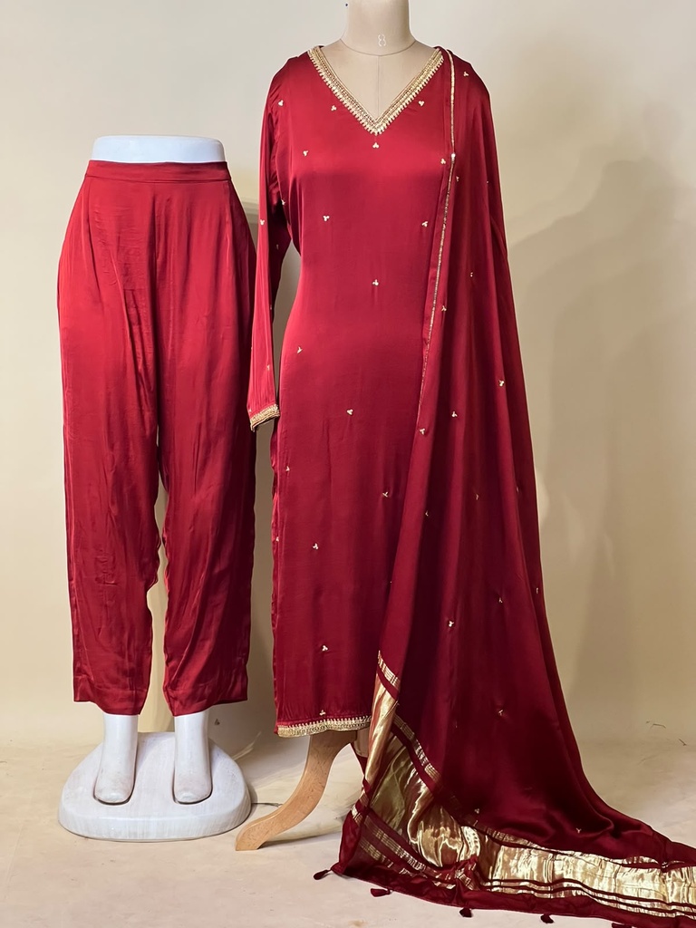 Premium Handwork Plain Modal Kurti Sets 5012