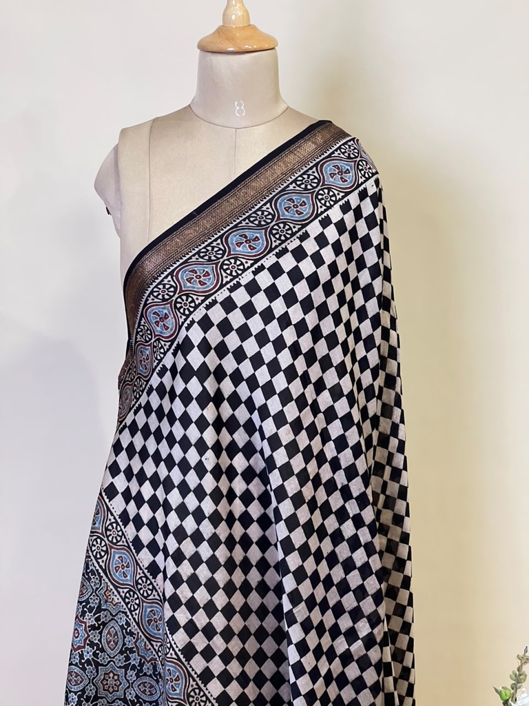 Ajrakh Chanderi Silk Dupatta 5017 
