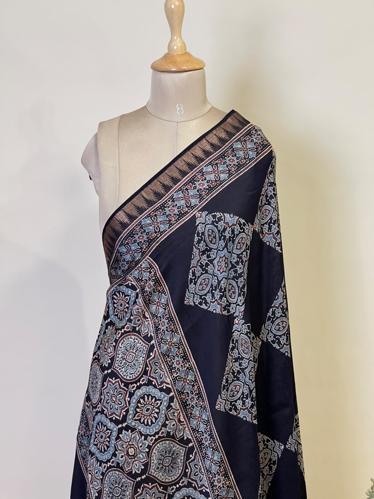 Ajrakh Chanderi Silk Dupatta 5017 