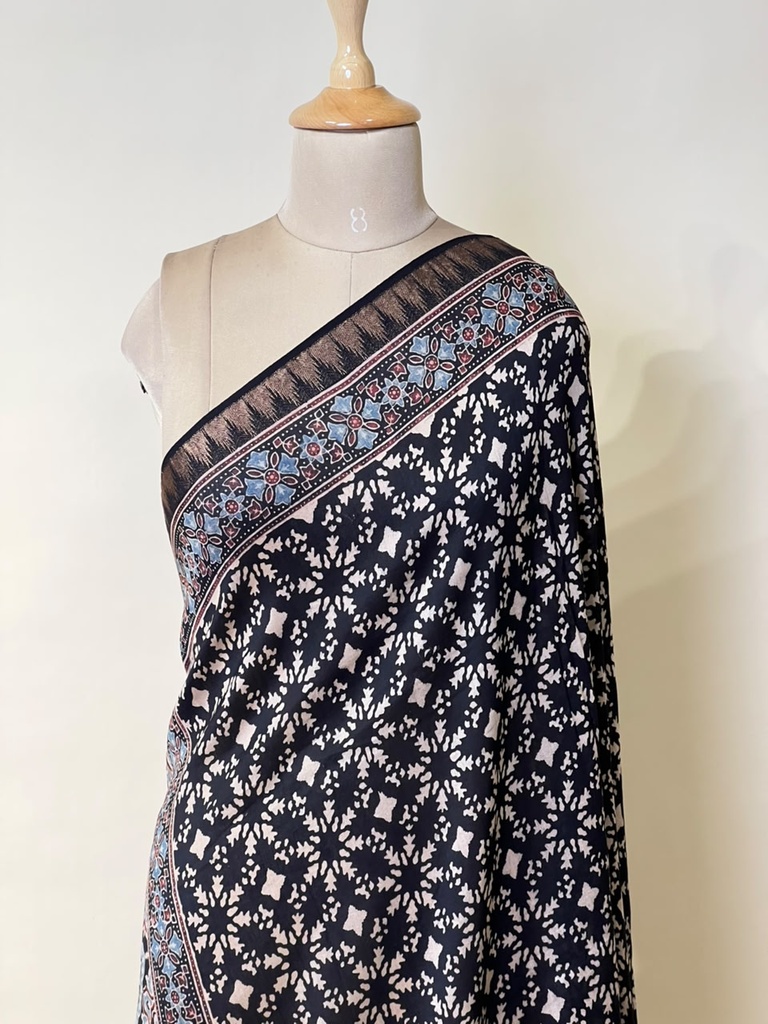 Ajrakh Chanderi Silk Dupatta 5017 