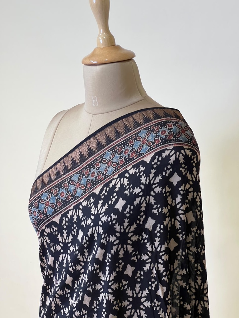 Ajrakh Chanderi Silk Dupatta 5017 