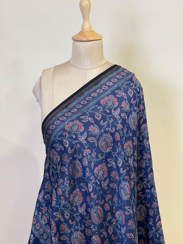 Ajrakh Chanderi Silk Dupatta 5017