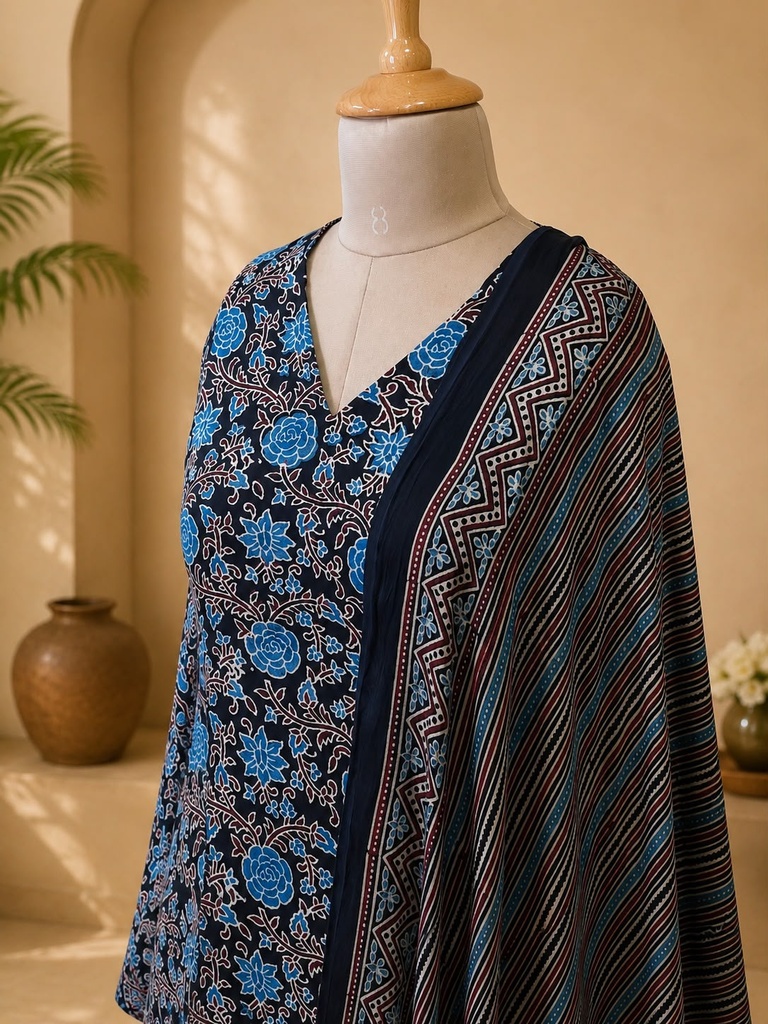 Ajrakh Modal Kurti Set 5012 BLACK 1