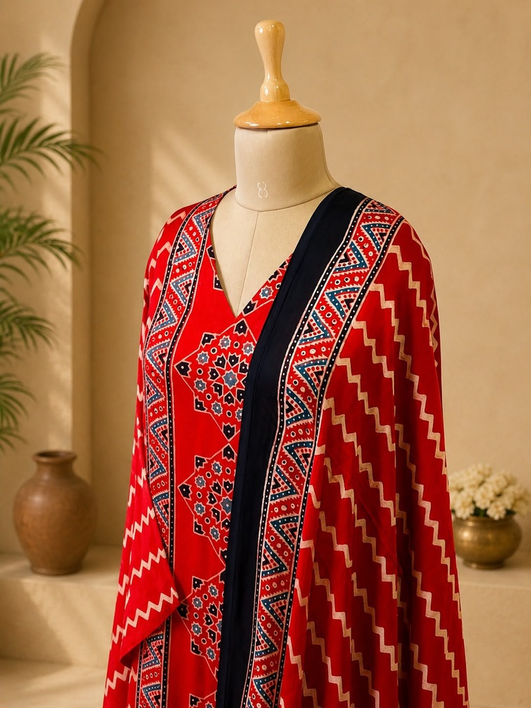 Ajrakh Modal Kurti Set 5012