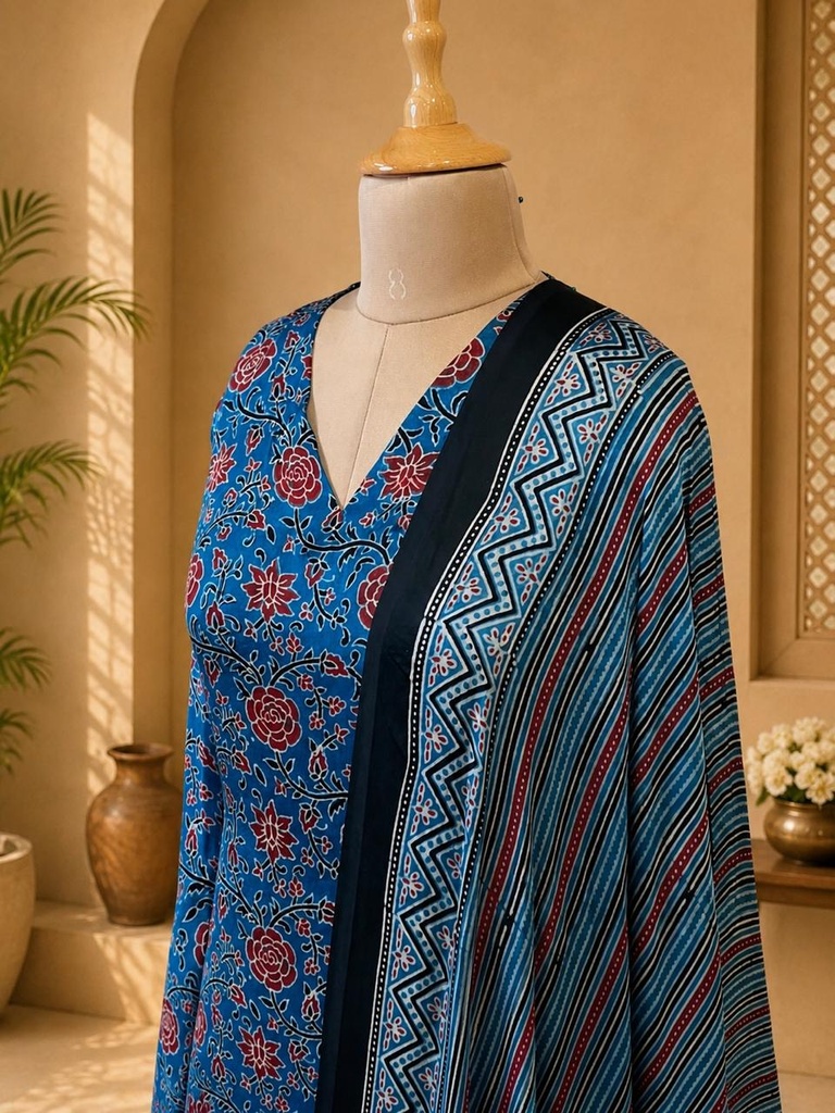 Ajrakh Modal Kurti Set 5012